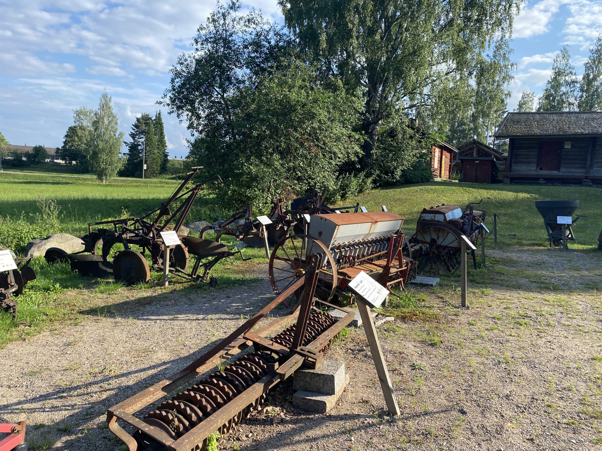 Outside area with historical farming equipments