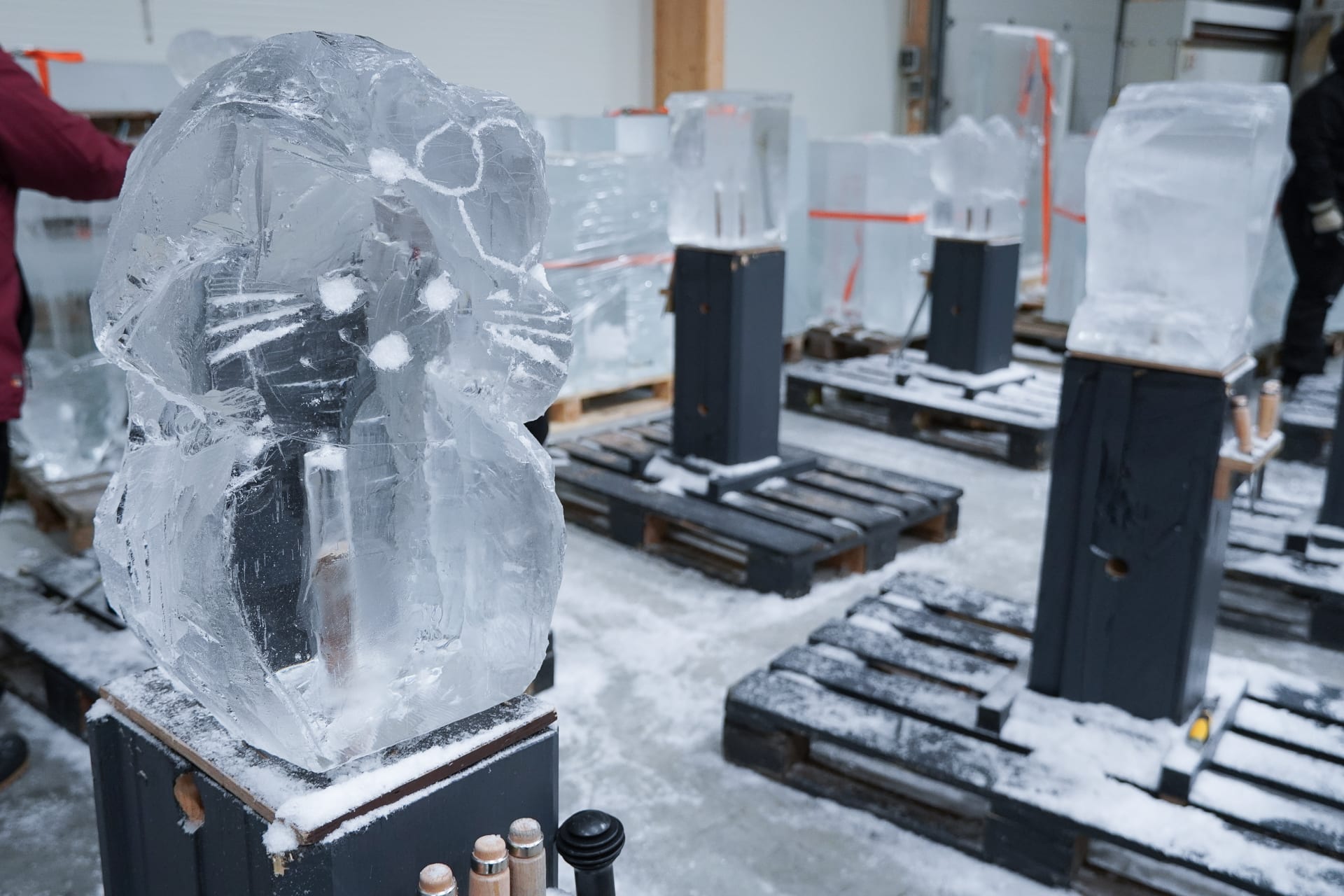 Ice sculptings at Arctic SnowHotel in Rovaniemi, Lapland, Finland
