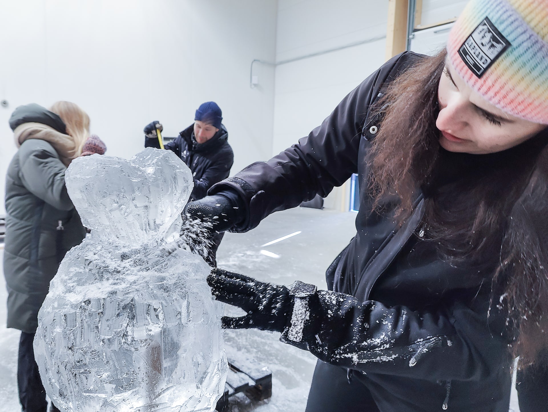 Ice sculpting workshop at Arctic SnowHotel in Rovaniemi, Lapland, Finland