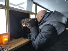 Boreal bird and wildlife tour - photographing from the hide