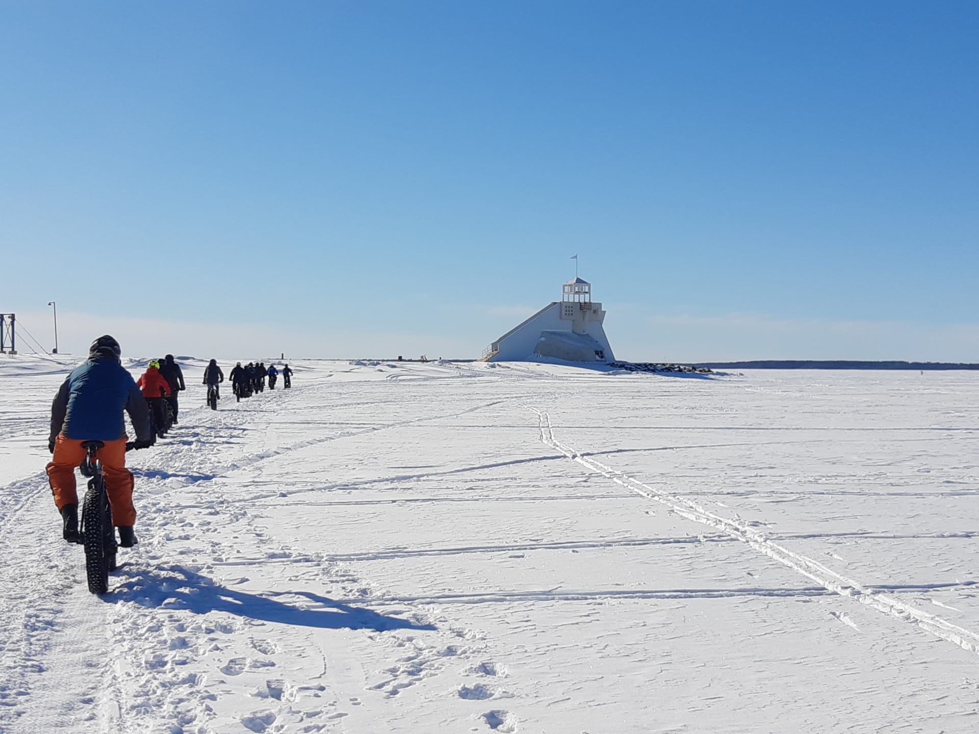 winter cycling on the ice