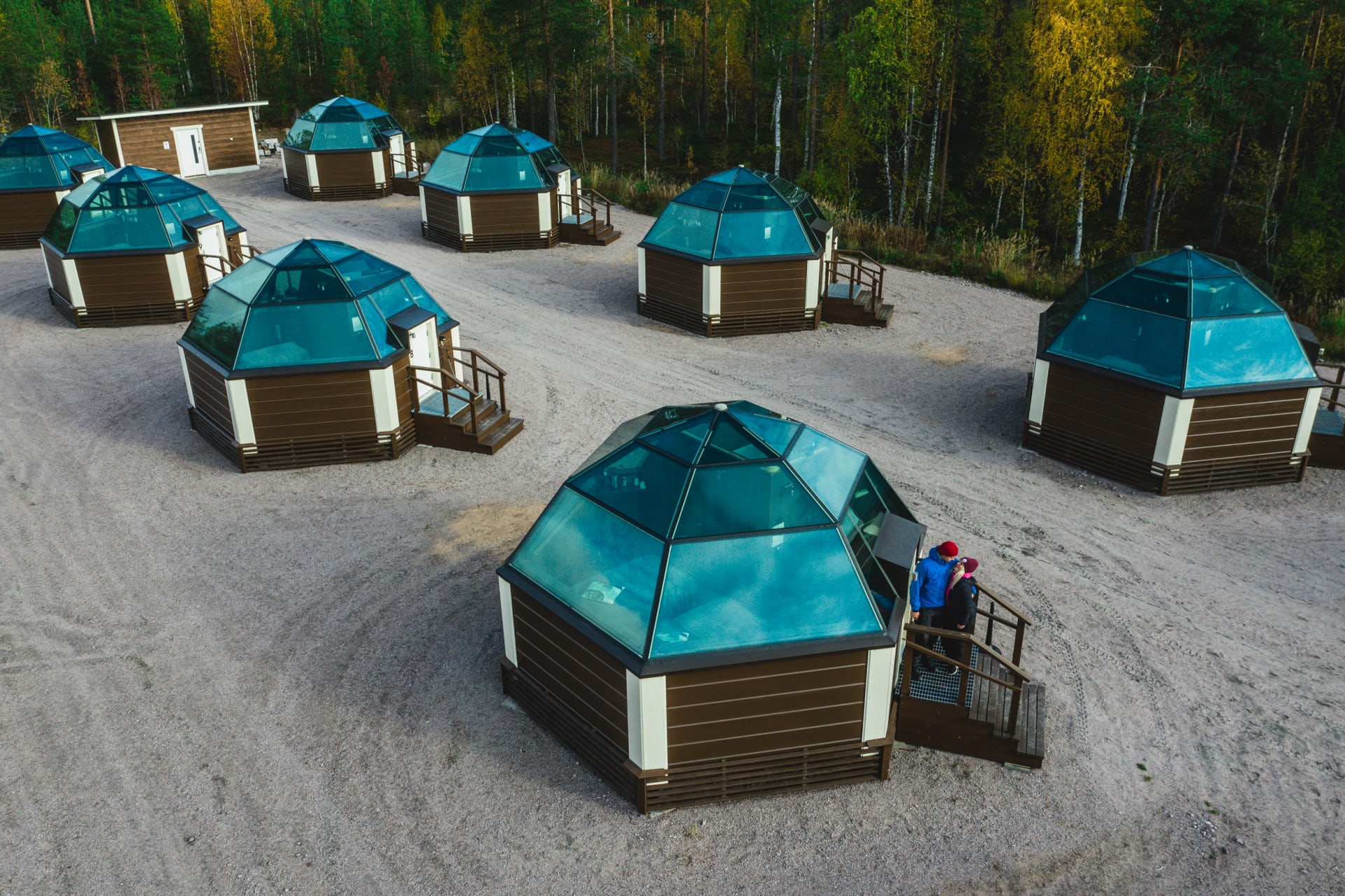 Glass igloos in the autumn.