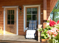 Sauna terrace in summer