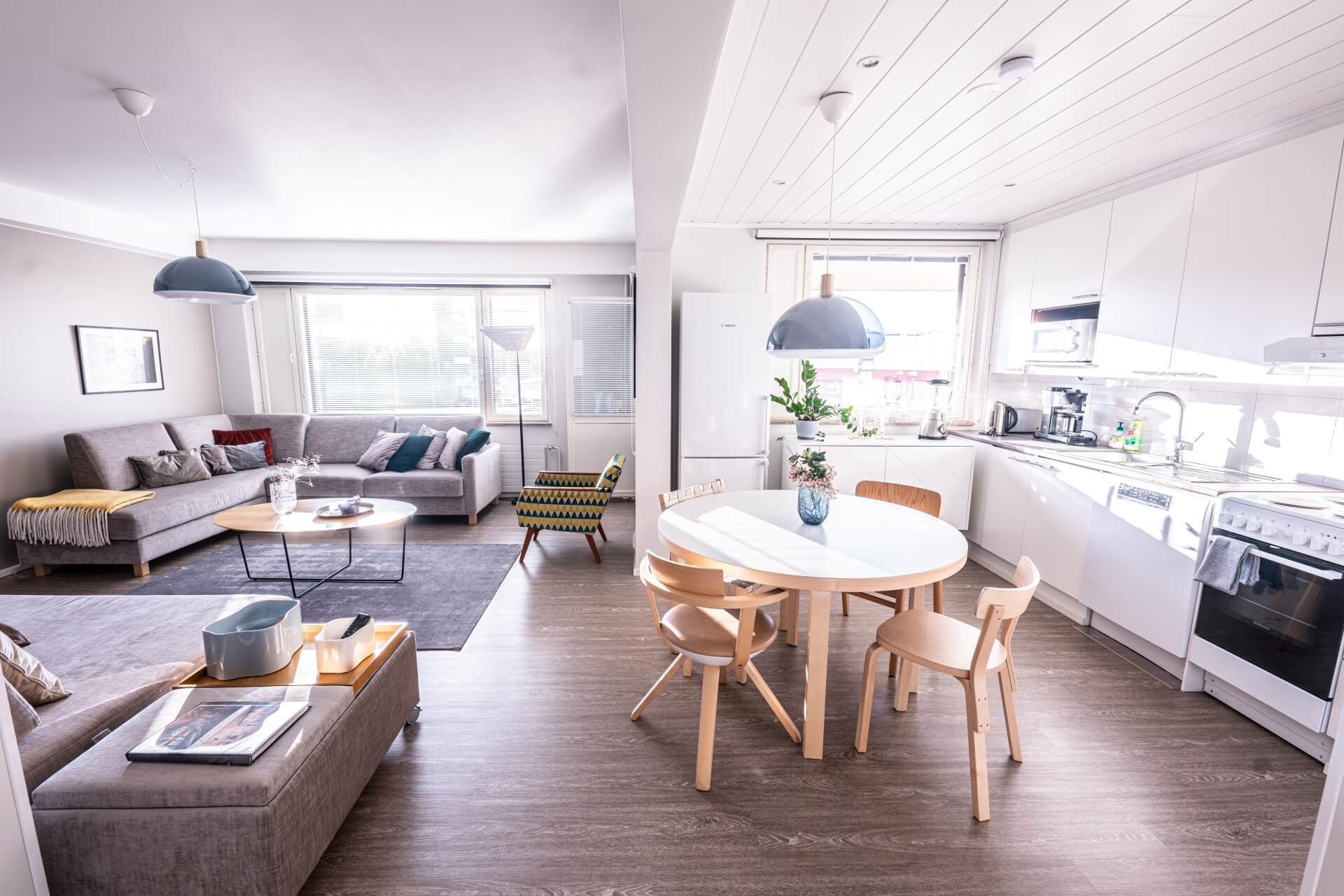 Downtown Rovaniemi apartment’s open living space