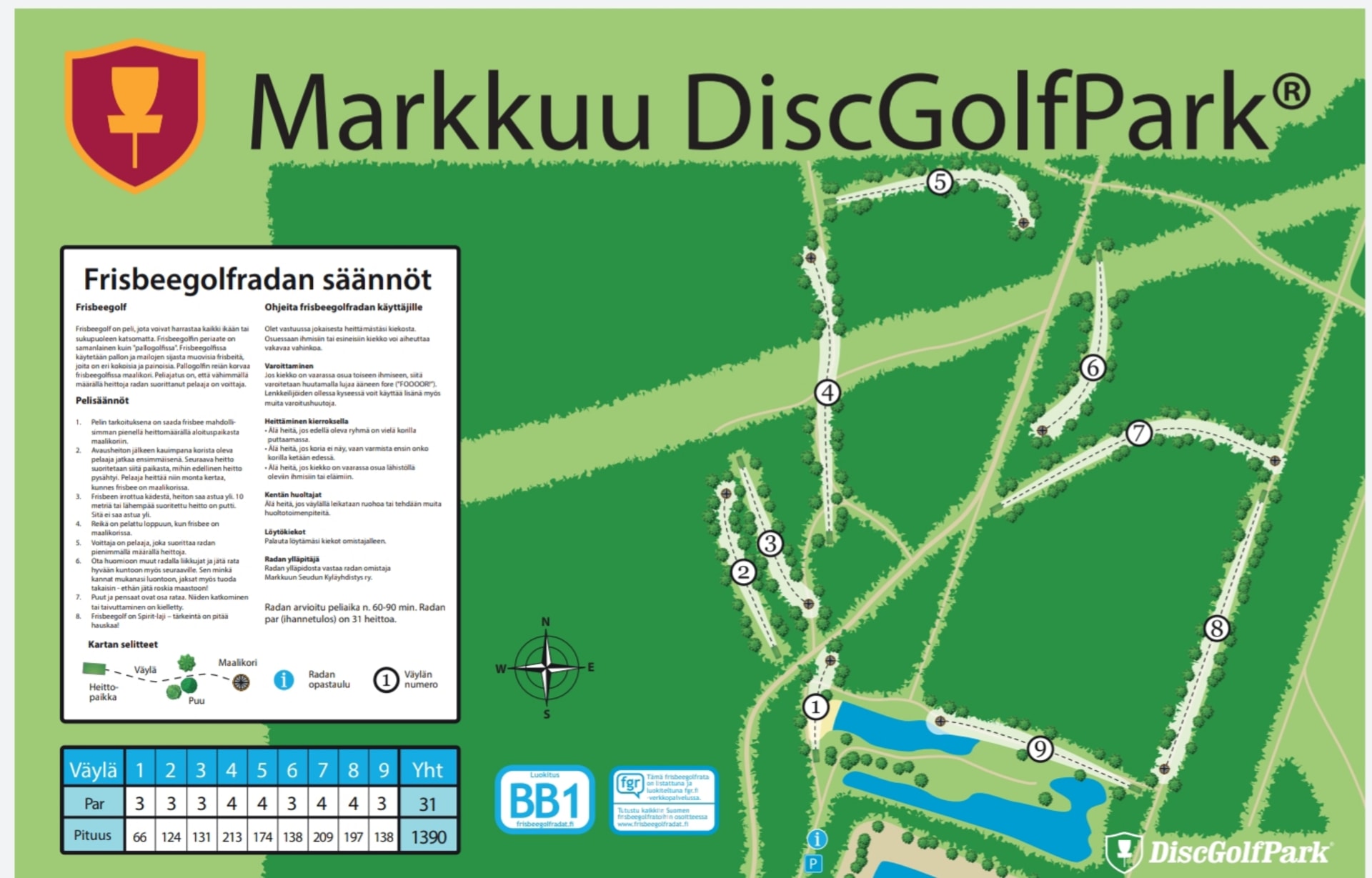 Markkuun frisbeegolfkartta