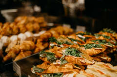 Ravintolan croisanteja.Croissants at a restaurant.