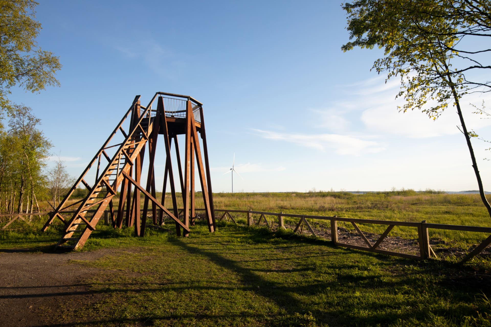 Bird watching towers offers views over the sea shore