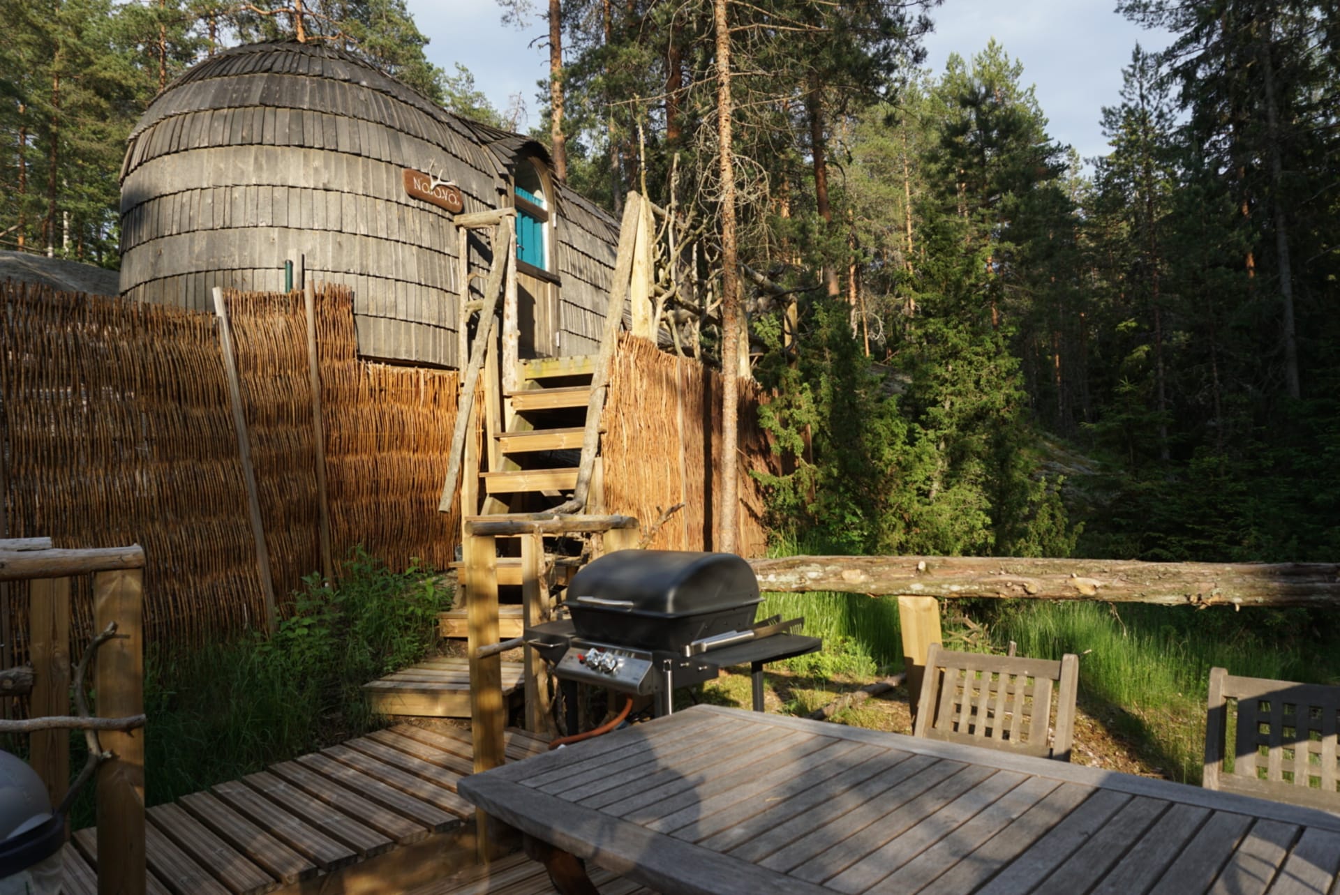 Outdoor terrace with a grill
