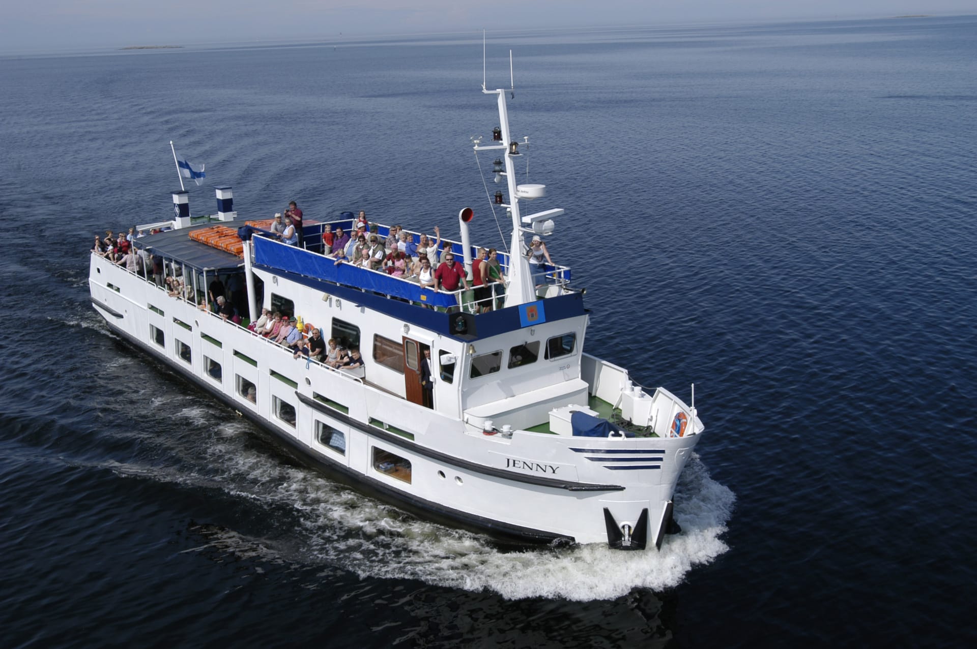 The archipelago cruise ship M/S Jenny operates to the lighthouse island of Tankar during the summer season.