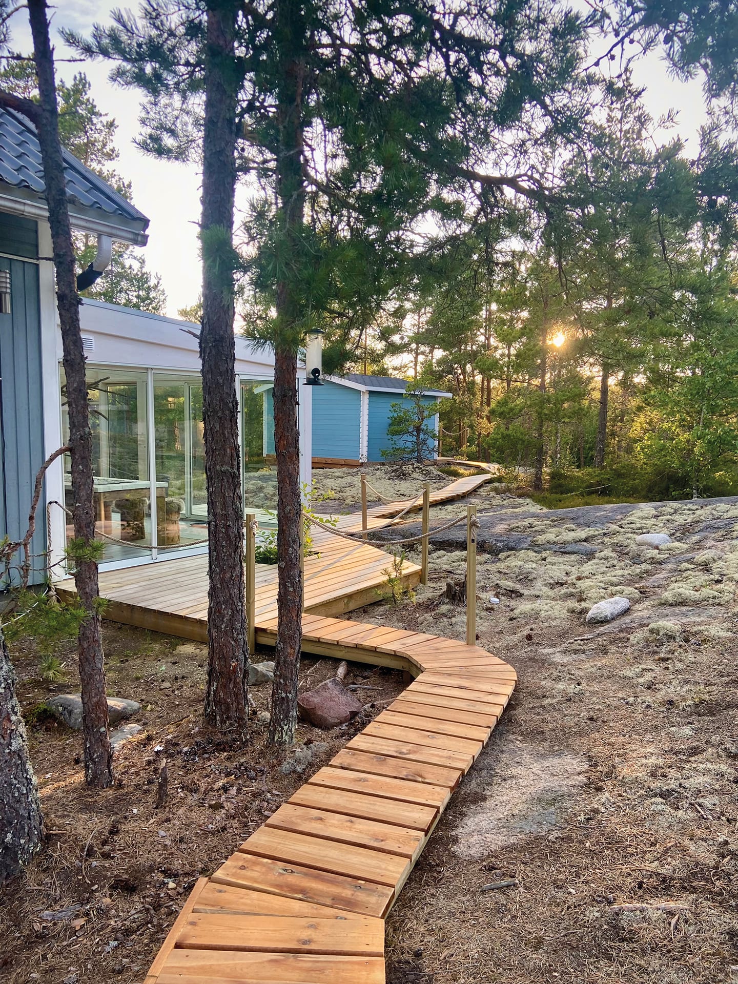 Wooden walkways on the lodge grounds Wooden walkways on the lodge grounds