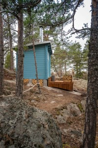Wood-heated finnish sauna for private sauna sessions and unique sauna well-being treatments.
