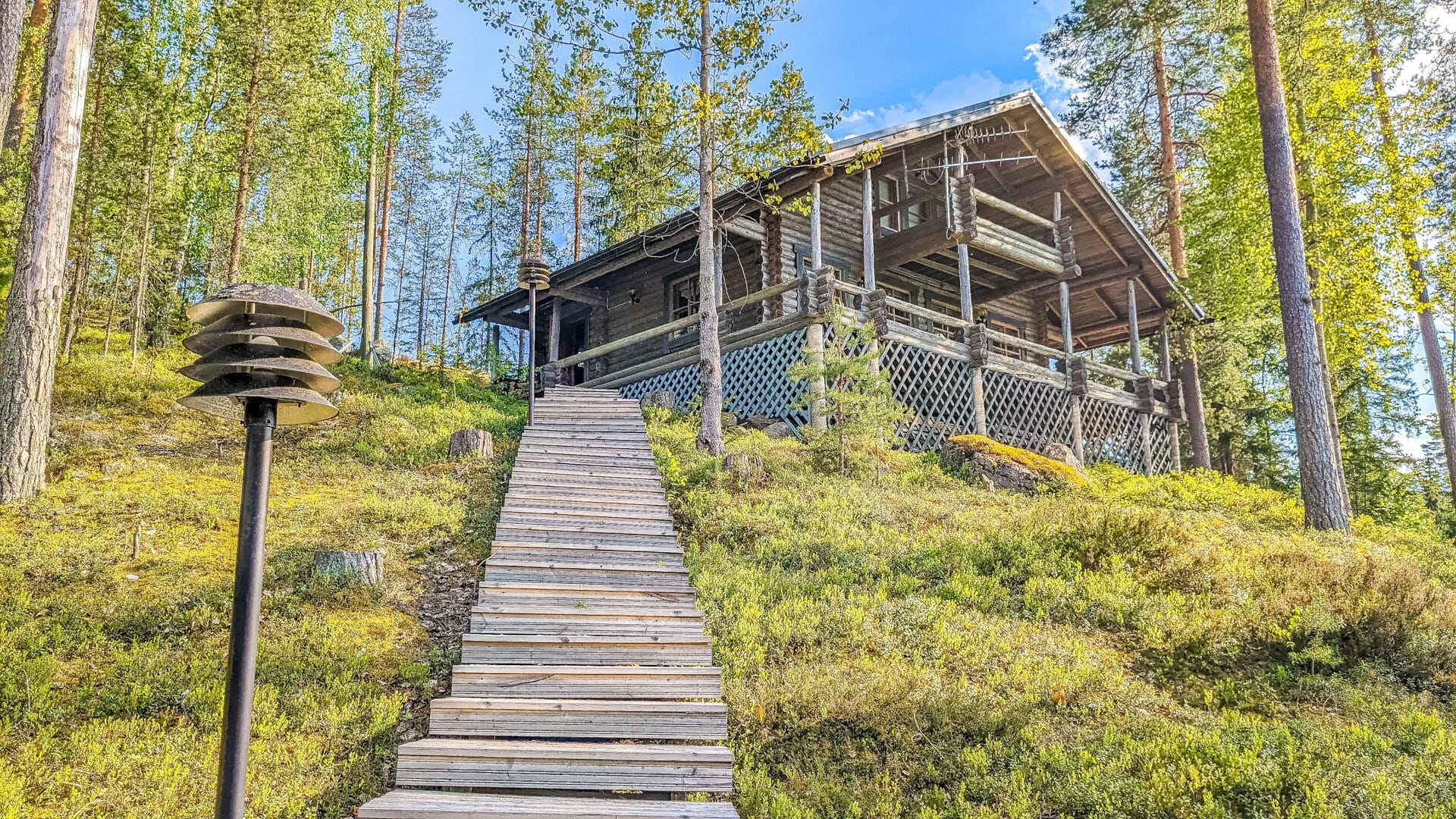 Cottage viewed from the lake shore
