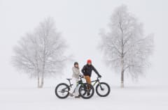 Winter bikers in Nallikari.