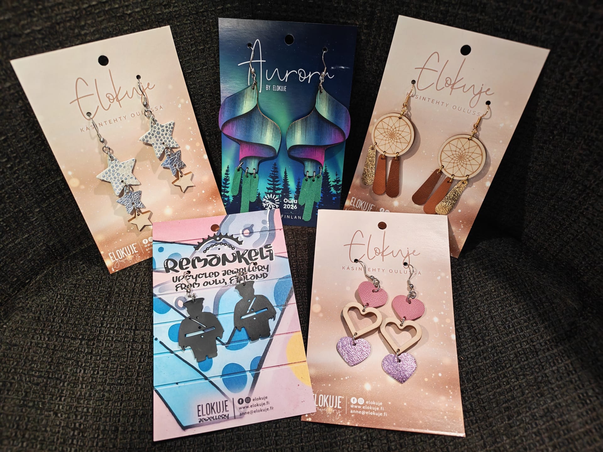 Variety of Elovisual earrings in Oulushop.