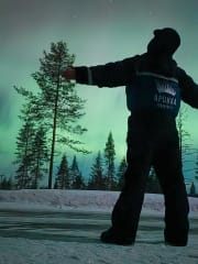 The night sky and Auroras on a night time safari with Apukka Resort in Rovaniemi.