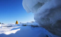 Mounts of packed ice and Tasku Island daymark - Raahe Archipelago
