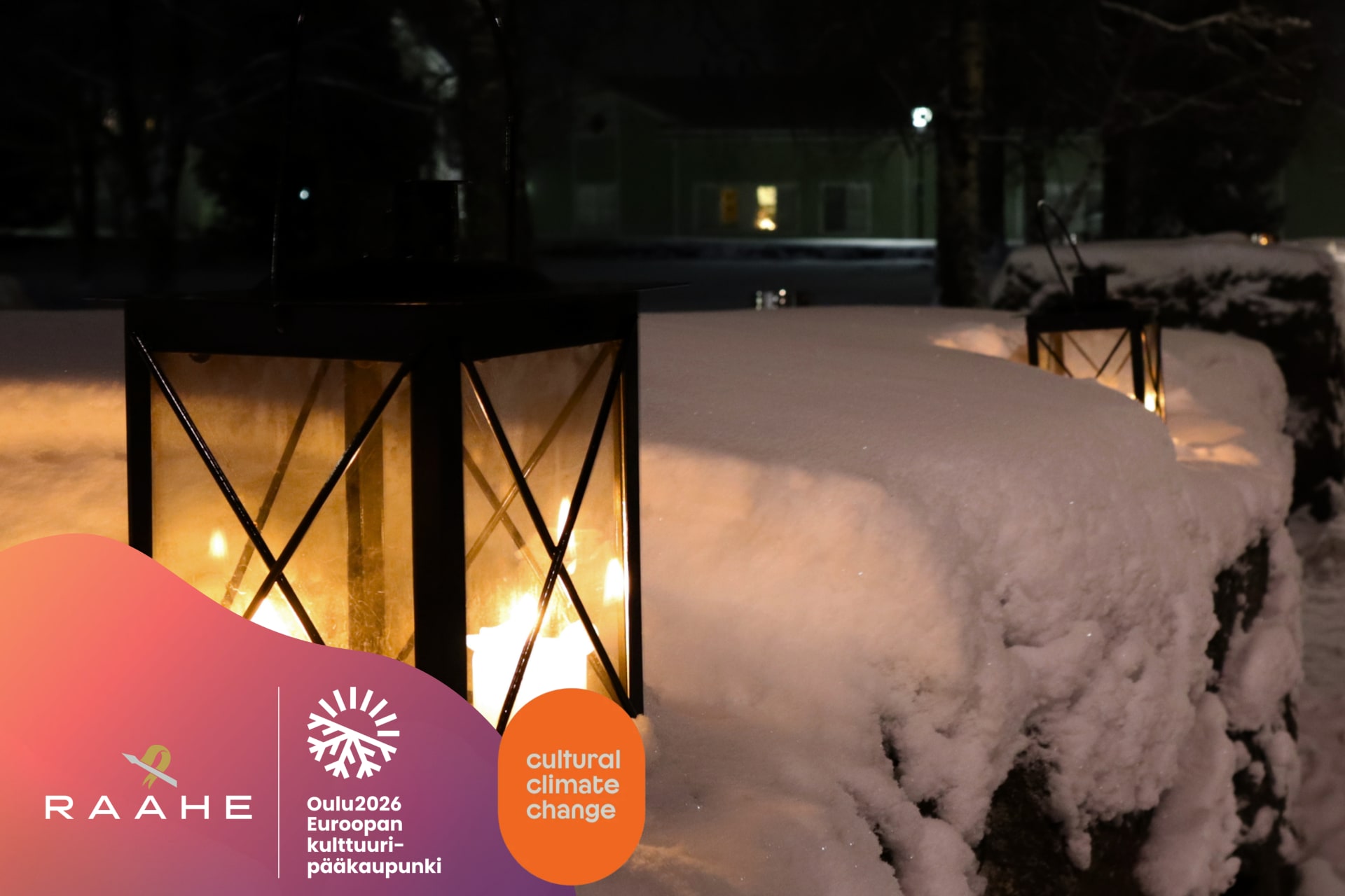 Kynttilälyhty lumessa