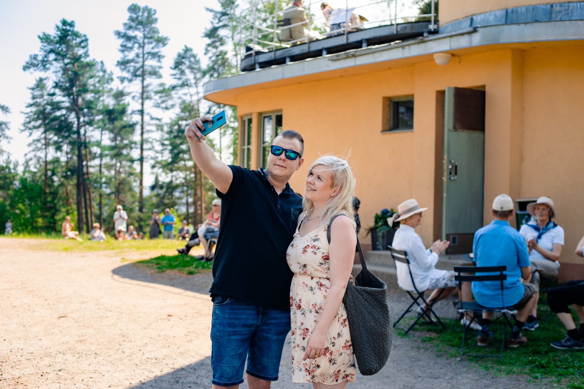 Couple taking a selfie at the observation tower