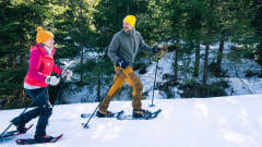 Snowshoeing in forest