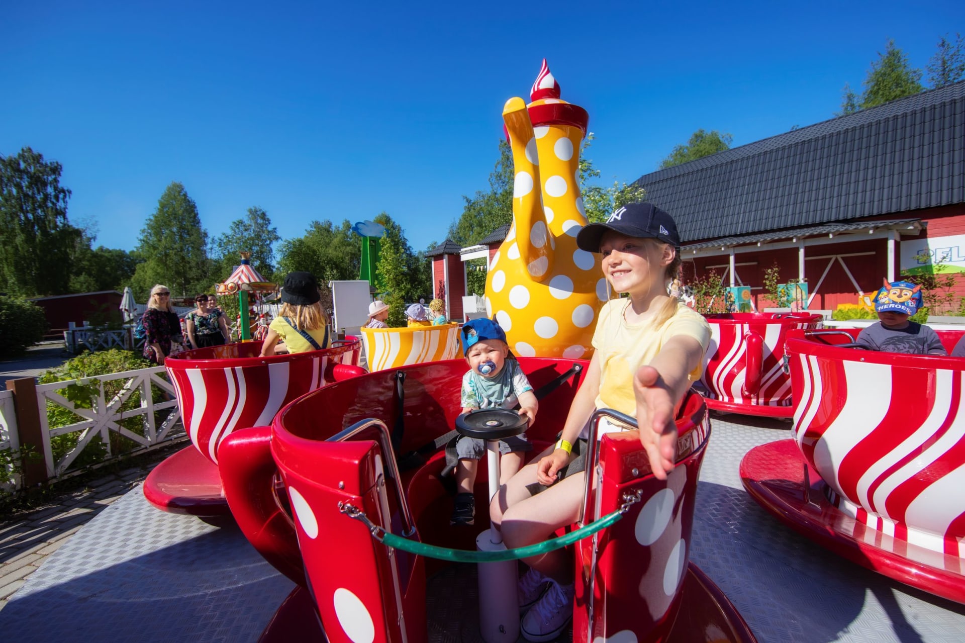 Tea cup ride in amusement park Vauhtipuisto.