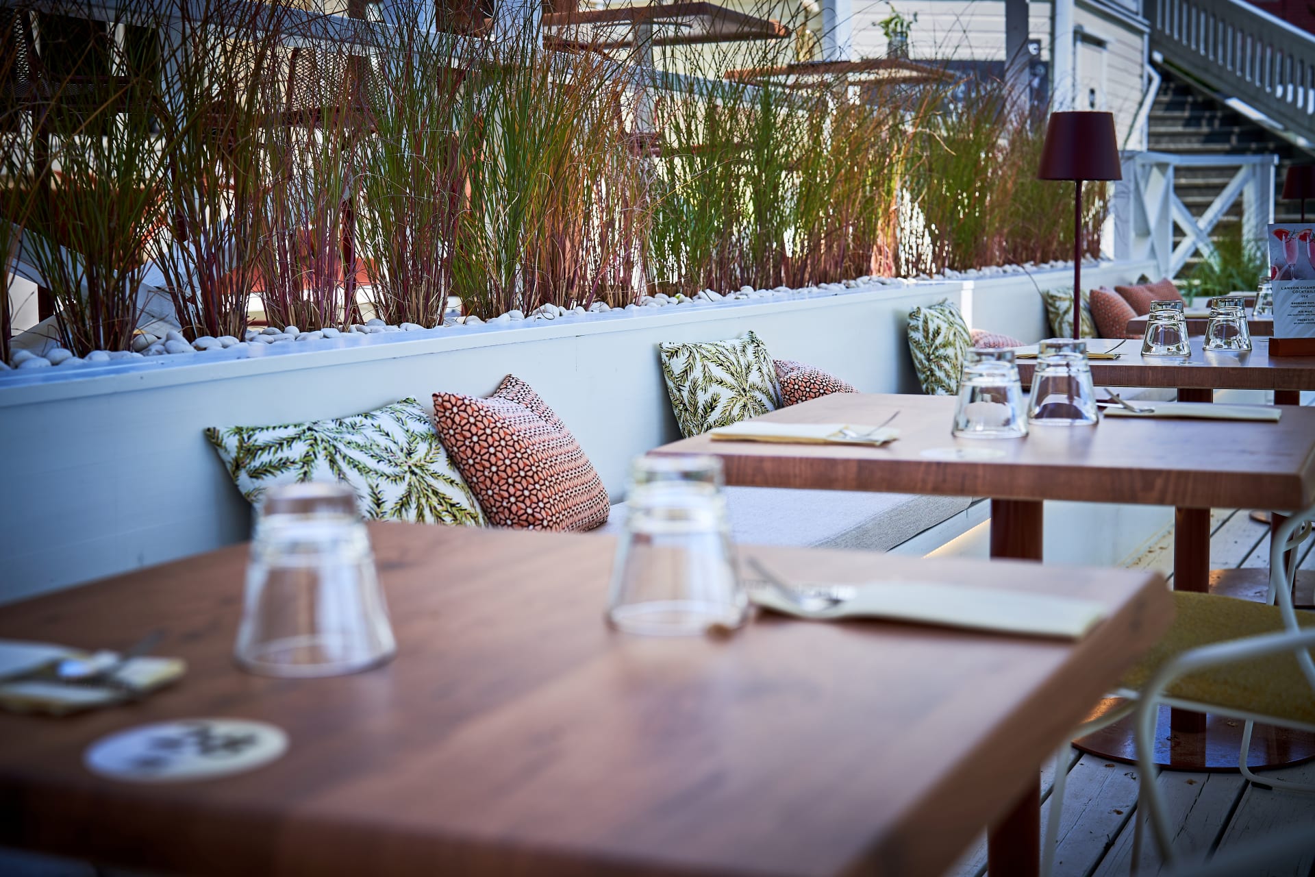 Terrace with plants and tables