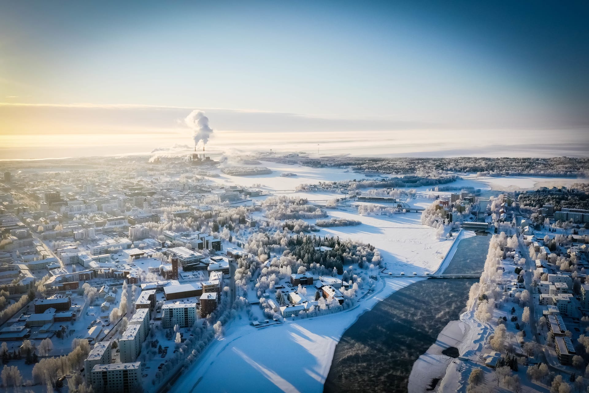 Winter scenery of river delta.