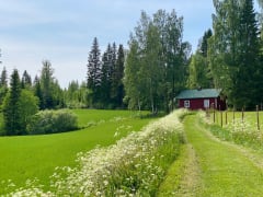 Mummonmökki majoitus upealla näköalalla. Grandma`s Cottage accommodation with stunning views.