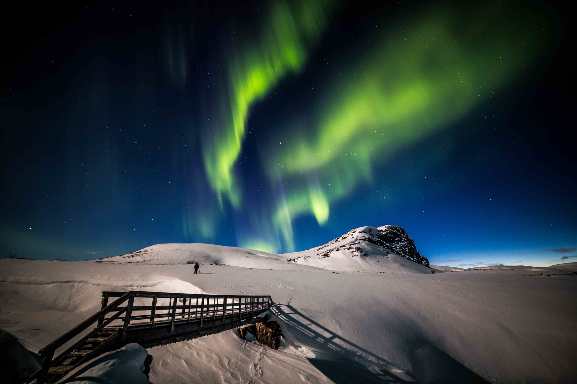 Beautiful landscapes under northern lights.