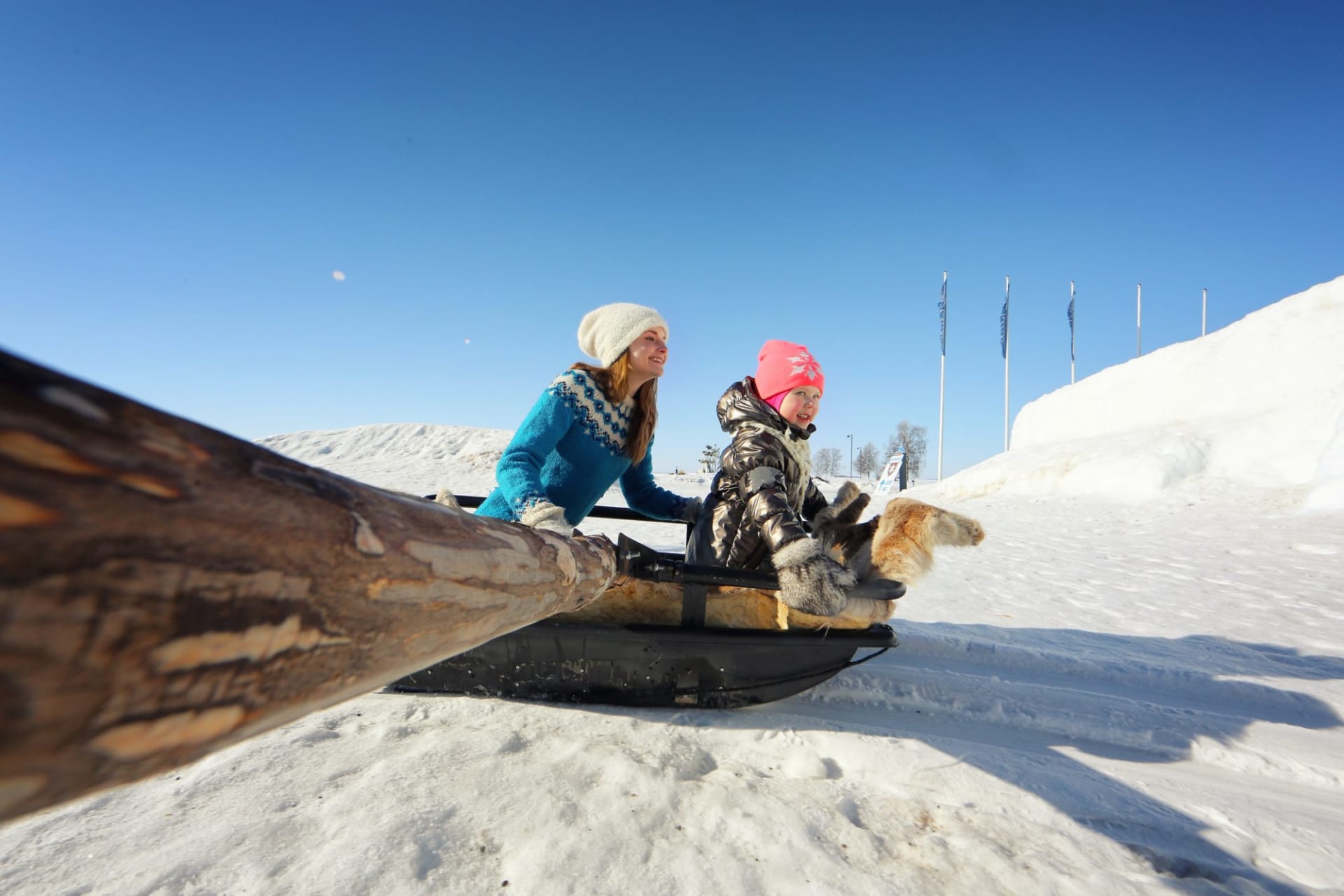 Carousel in the Winter Village in Nallikari.
