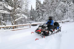 Private snowmobiling takes place at Hiisi Rapids near Villa Cone Beach.