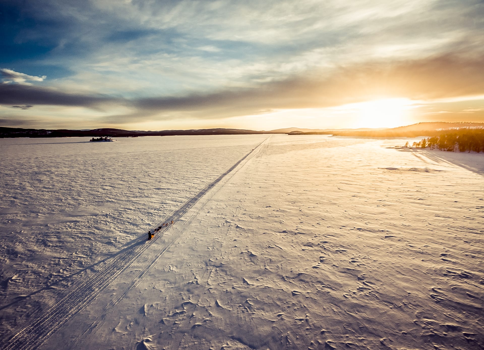 Sunset over snowland