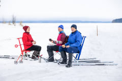 Picknicking on the frozen lake