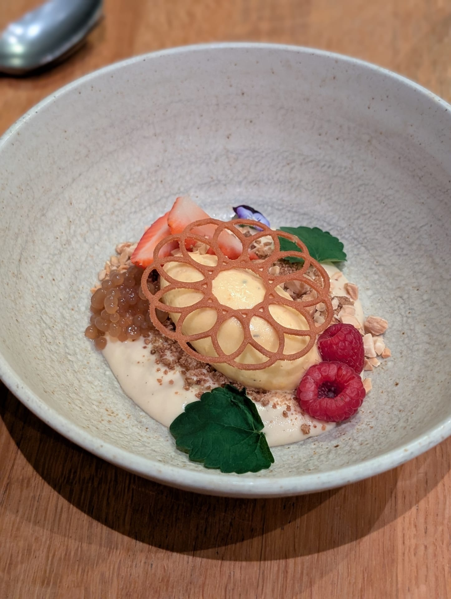 Carrot cake mousse and black tea caviar.