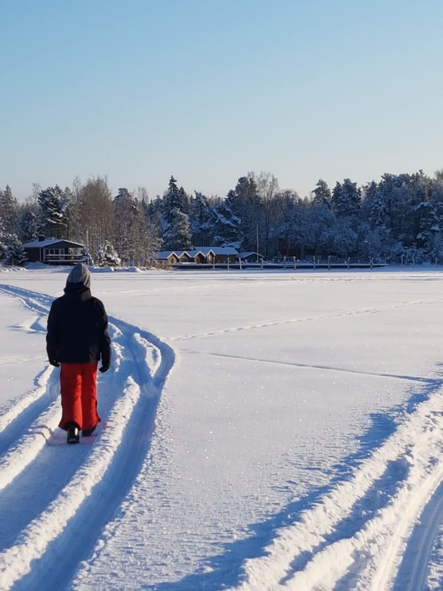 Walking on the ice.