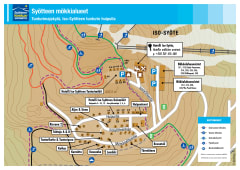 Tunturimajakylän mökkialueen kartta © Syötteen keskusvaraamo Tunturimajakylän mökkialueen kartta