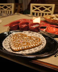 A large gingerbread, beautifully decorated