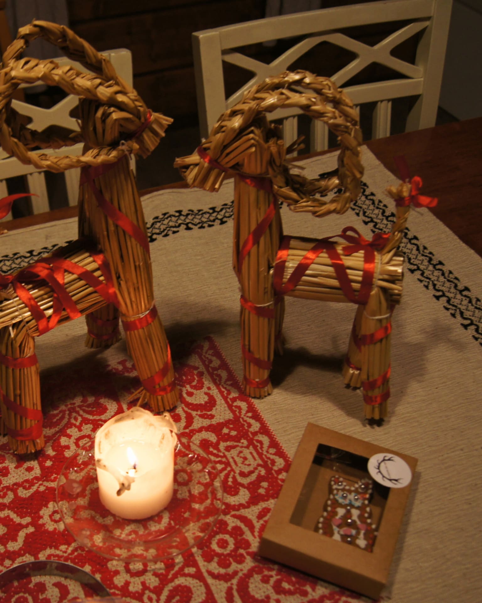 Traditional Christmas decor and a decorated gingerbread