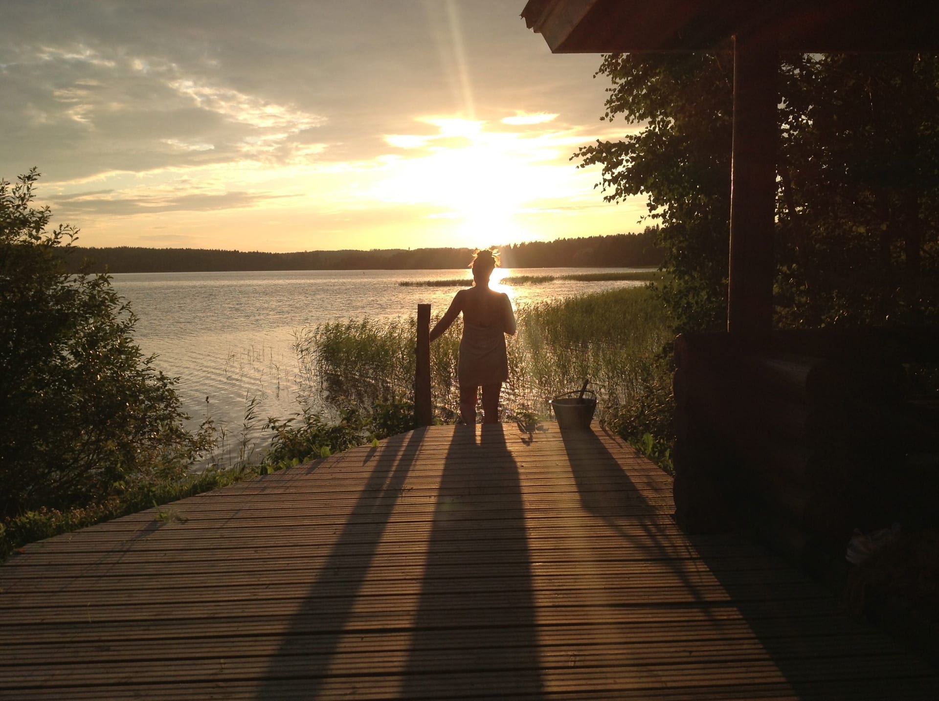 Sauna, sunset, lake, avanto